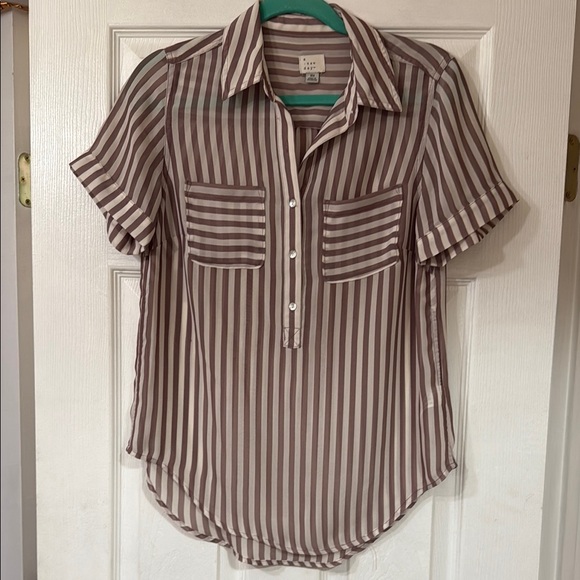A. New Day | Brown Striped Women's Top - Picture 1 of 3